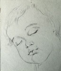 PORTRAIT ENFANT N°1. Crayon sur papier. 1980. Collection privée.