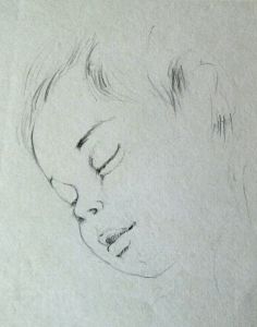 PORTRAIT ENFANT N°2. Crayon sur papier. 1980. Collection privée.