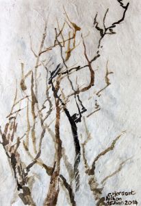 BRANCHES. Aquarelle sur papier népalais. 11 x 16 cm. 2014.