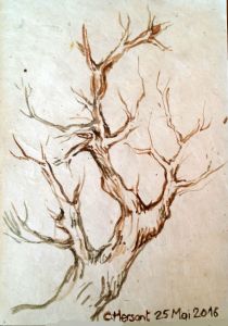 FORÊT PRIMITIVE N°5. Aquarelle sur papier népalais. 12 x 16 cm. 2016.