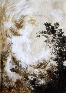 LA TERRE ET LE CIEL N°2. Encre sur papier népalais. 11 x 16 cm.  2014.