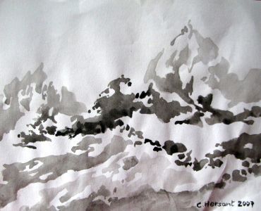 MONTAGNES N°4. Encre sur papier. 21 x 17 cm. 2007.