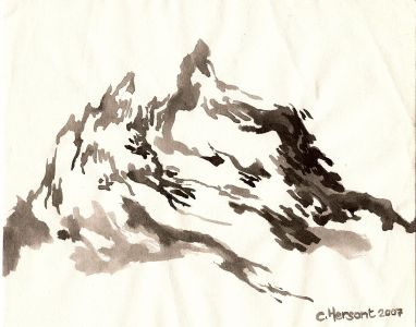 MONTAGNES N°5. Encre sur papier. 21 x 17 cm. 2007.