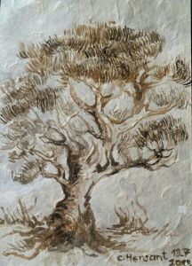 OLIVIER. Aquarelle sur papier népalais. 11 x 16 cm. 2013.